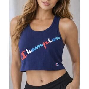 Champion Womens XL Blue/Red/White Sleeveless Crop Tank Top Shirt Sexy Y2K NEW